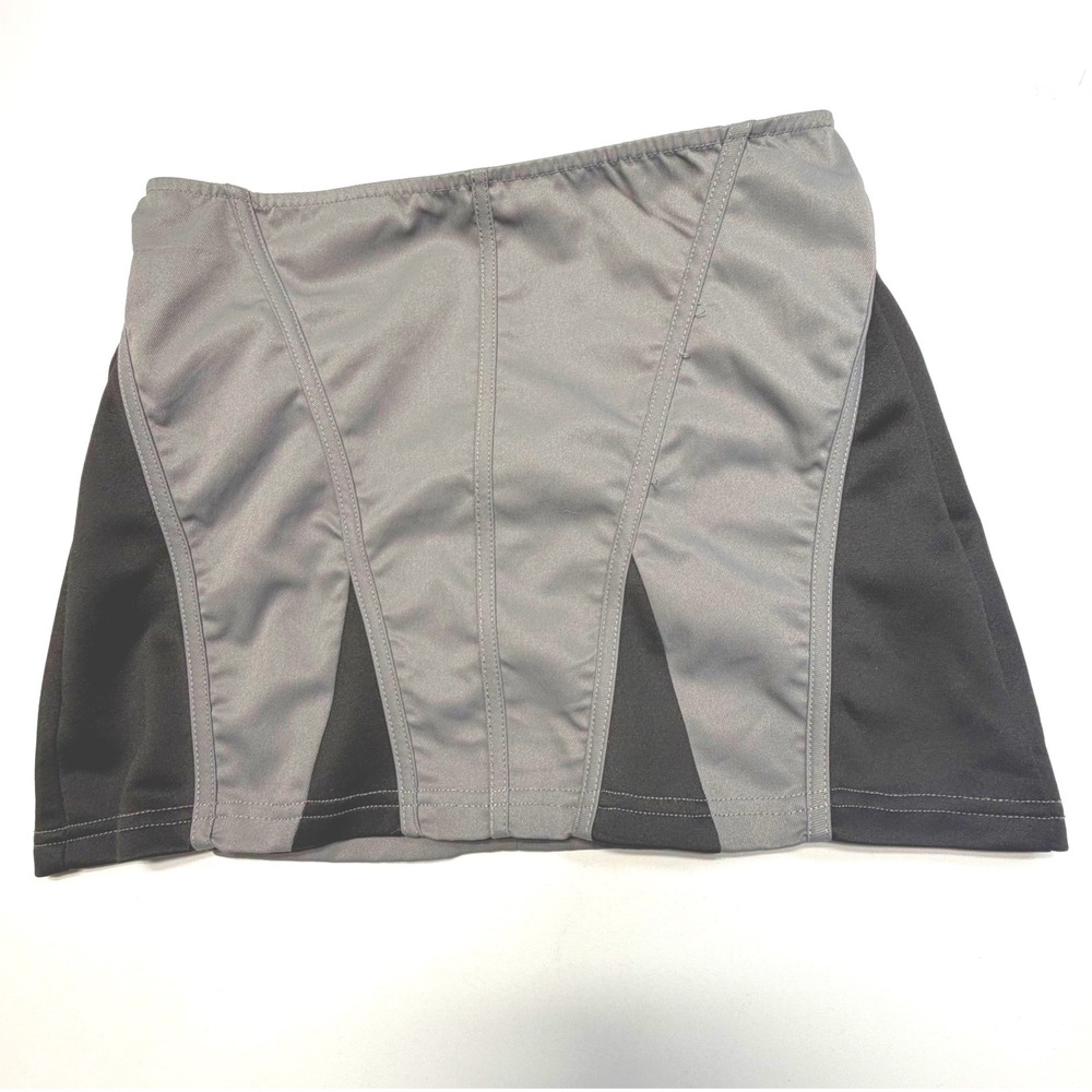PrettyLittleThing Color Block Mini Skirt Gray Black Zip Back US 4